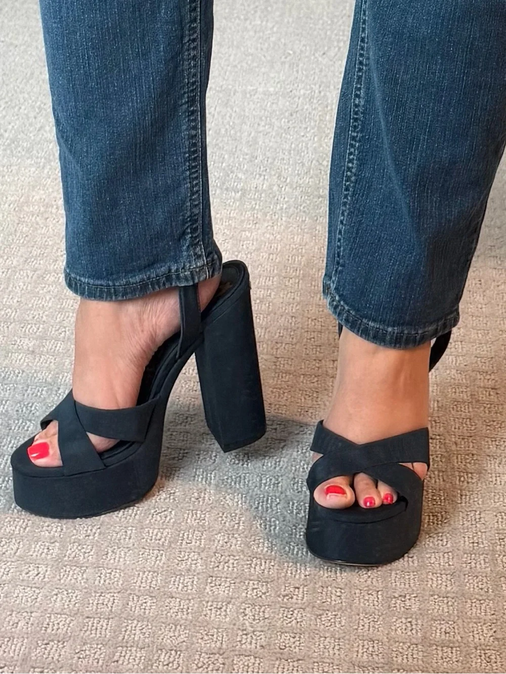 Sam Edelman Savannah Platform Sandals – Navy Blue – Women’s Size 6.5